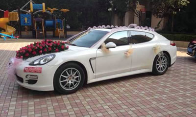 保時捷PANAMERA白色婚禮花車